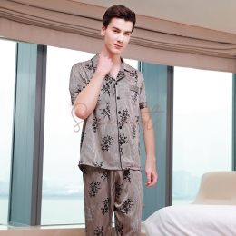 Pyjama Homme Eté Rayure Gris