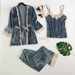 Pyjama Velours Femme avec Pantalon à Bretelles Nouveau Style