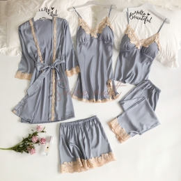 Nouveaux Pyjama Femme Sexy Cinq Pièces pour l'automne et l'hiver