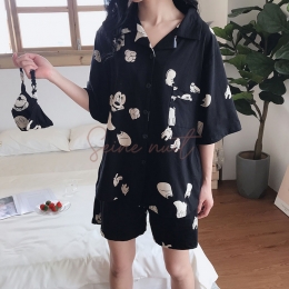 Pyjama Disney Mickey Manches Courtes Noir et Blanc