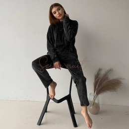 Ensemble de Pyjama Velours Femme Noir