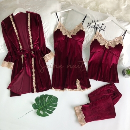 Pyjama Velours Femme Sling Automne et Hiver