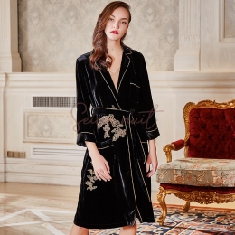 Pyjama Femme en Velours de Soie Noir