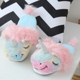 Chaussons en Coton Peluche Licorne en Automne et en Hiver