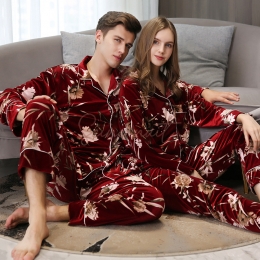 Pyjama Velours Pivoine Vin Rouge