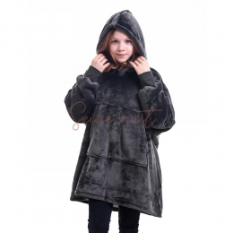 Sweat Plaid A Capuche Gris Foncé