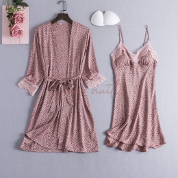 Pyjama Sexy Femme d'été en Dentelle Fine à Imprimé Léopard